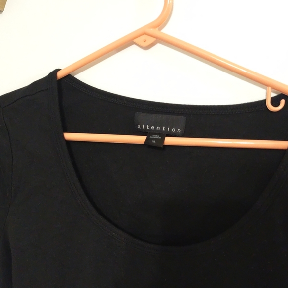 Solid Black Attention Short Sleeves Blouse Size XL 100% Cotton Super Comfy - Picture 9 of 10